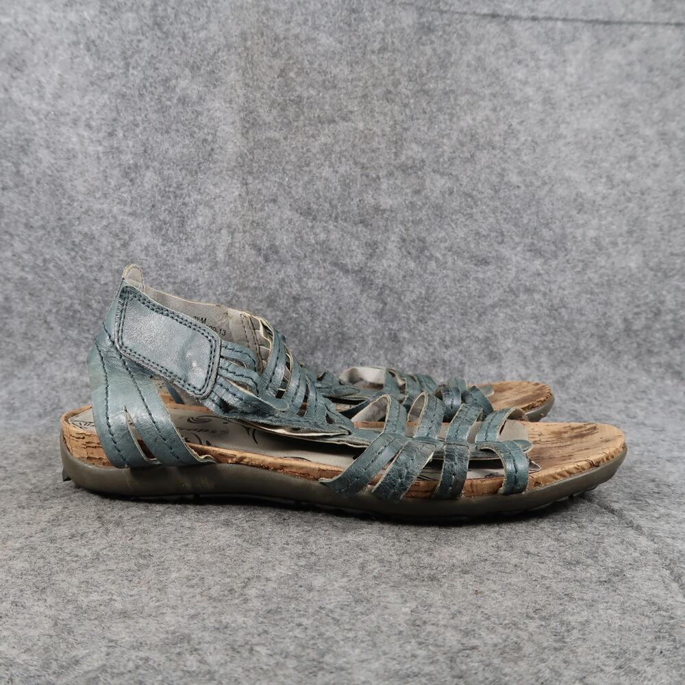 Bare Traps Shoes Womens 7.5 Sandal Roanna Strappy Leather Comfort Hook Loop Flat